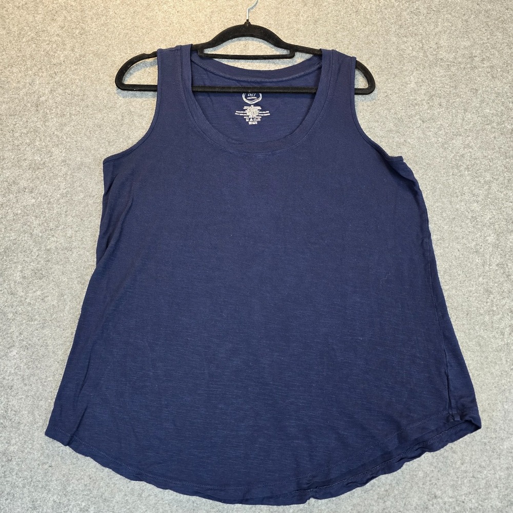 24/7 By Maurices Tank Top Women Medium Blue Stretch Curved Hem Casual Sleeveless